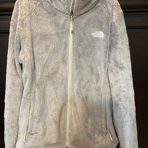 Grey fleece north face zip up